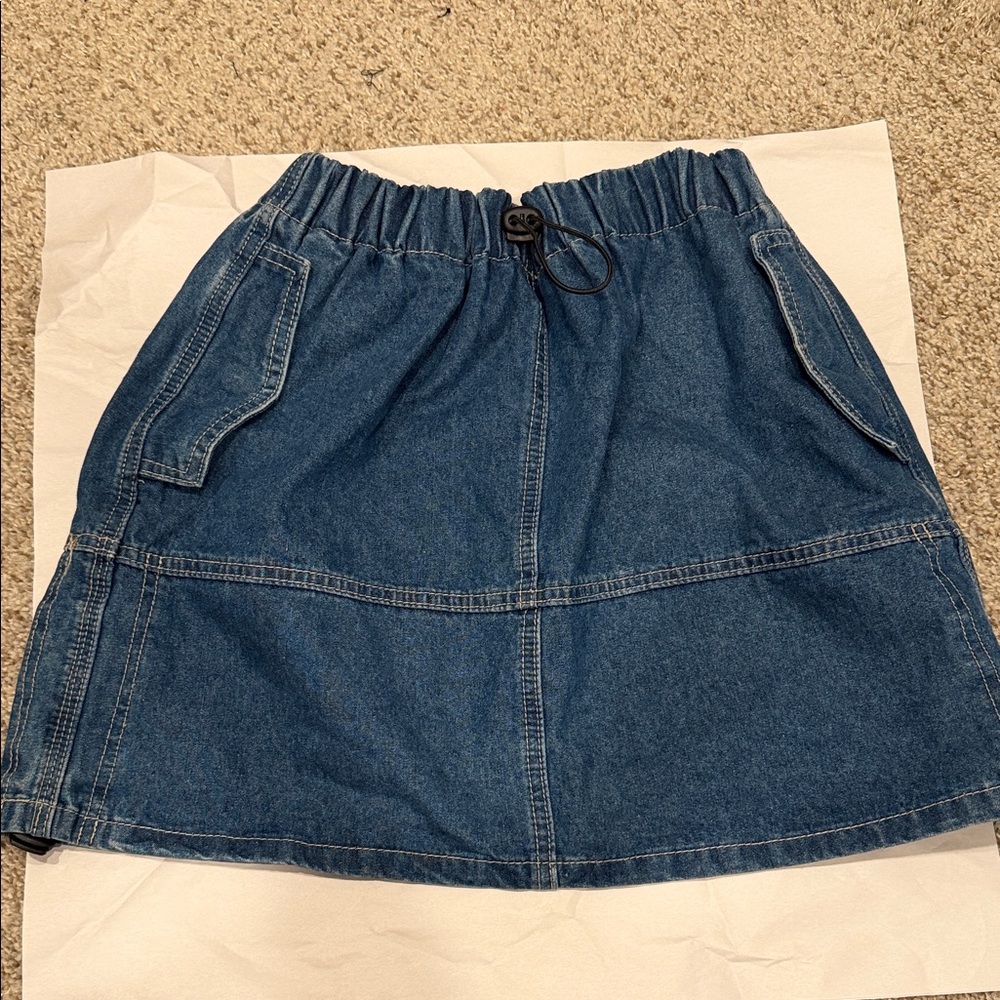 Lush Blue Denim Skirt with Pockets